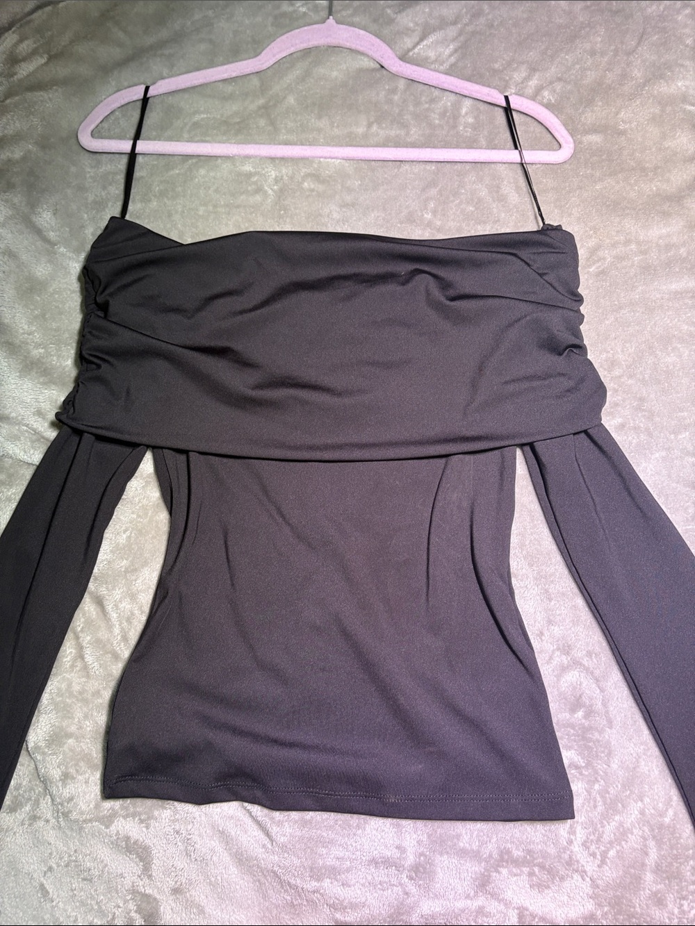 Divided Black Off-Shoulder Long Sleeve Top